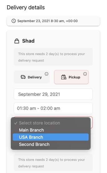 Dokan Delivery Time 27 this is a screenshot of choose location