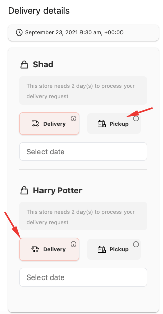 Dokan Delivery Time 26 this is a screenshot of pickup