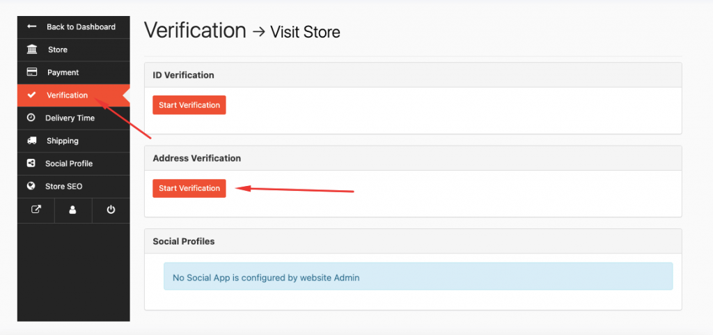 Dokan Delivery Time 21 this is a screenshot of start verification
